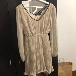 Long sleeve white polka dot dress - M